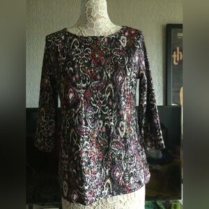 Emily Daniels Size Med Black and Pink Patterned Women's Blouse